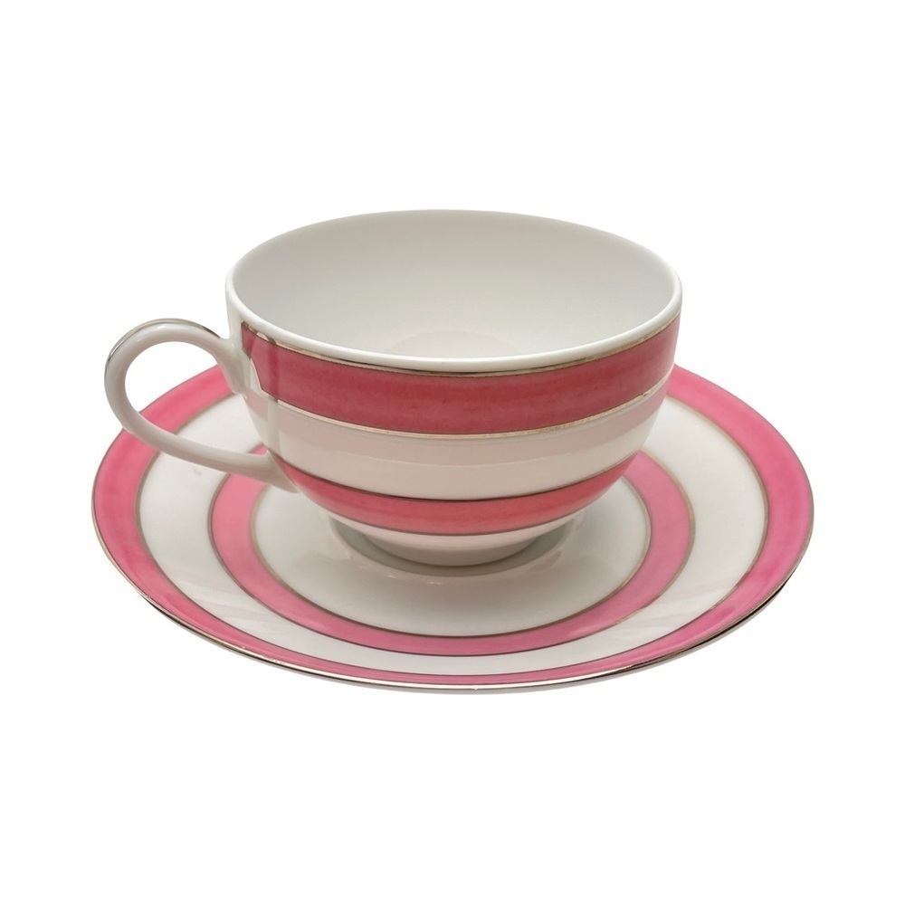Raynaud Limoges Transat Rose Pink Tea Cup & Saucer